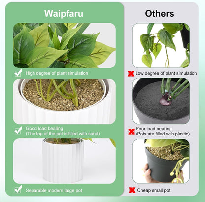 Waipfaru Faux Plants Indoor, Fake Plants, Artificial Plants Indoor with Pothos, Artificial Plant, Fake Potted Plants for Home Shelf Bathroom Kitchen Office Indoor Outdoor Decor, White