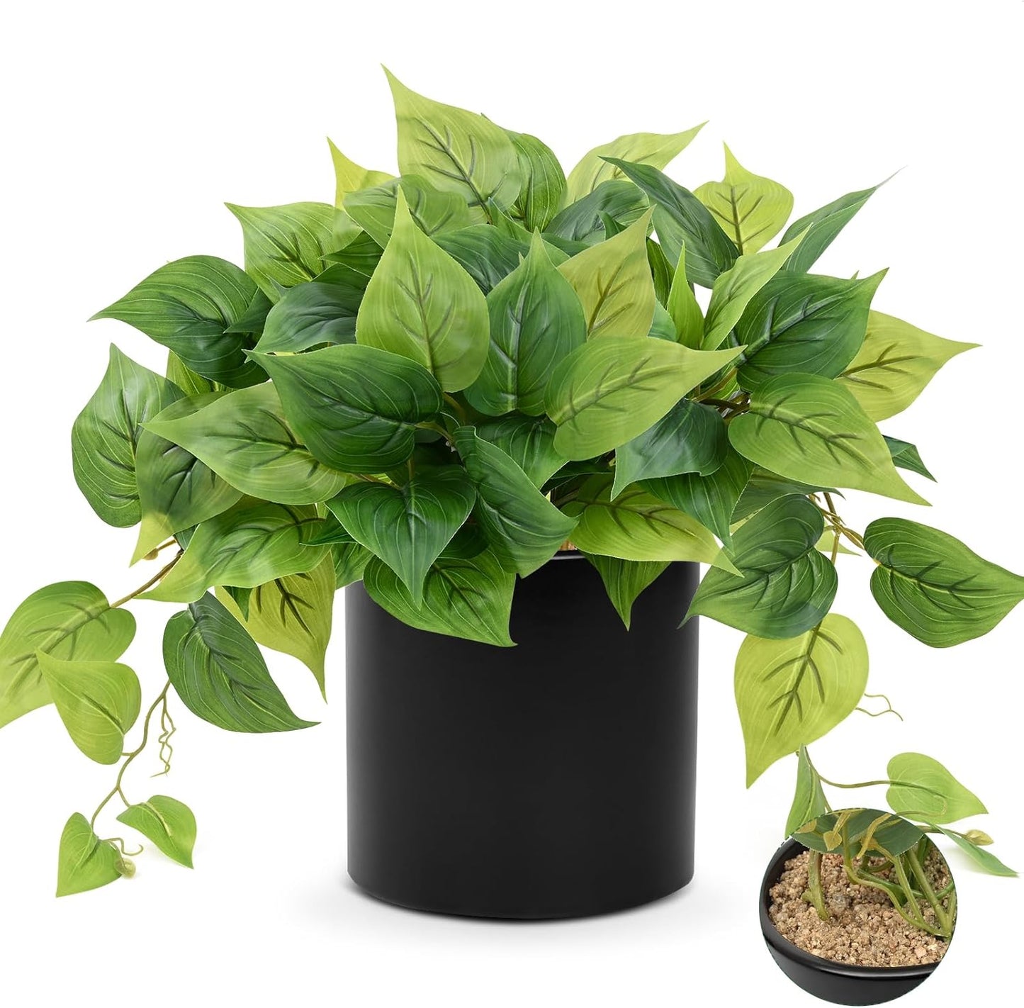 Waipfaru Faux Plants Indoor, Fake Plants, Artificial Plants Indoor with Pothos, Artificial Plant, Fake Potted Plants for Home Shelf Bathroom Kitchen Office Indoor Outdoor Decor, White