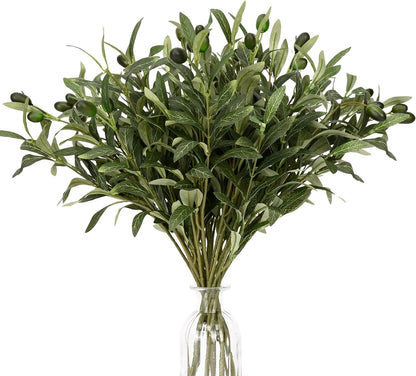 Waipfaru Faux Olive Branches for Vases, Olive Tree Branches with Lifelike Olives, Artificial Greenery Stems Decor for Centerpieces Floral Arrangements Vases (3Pcs, 18 Inch)