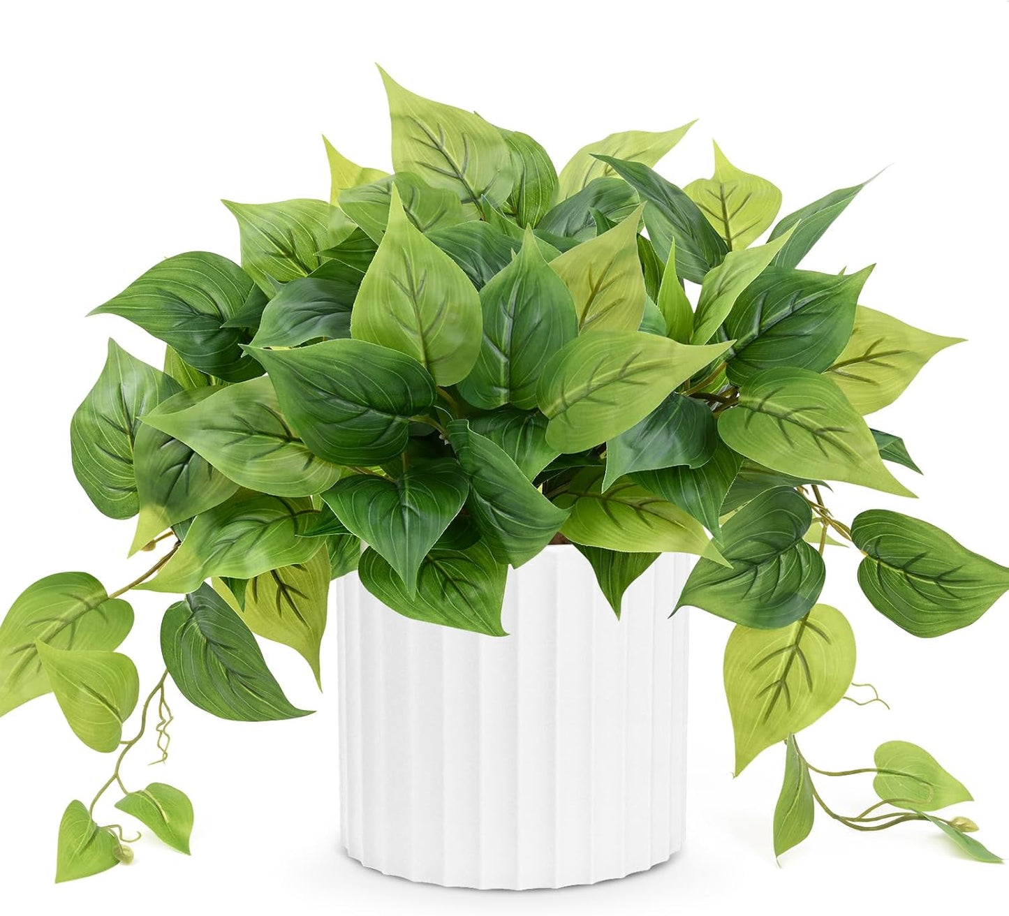 Waipfaru Faux Plants Indoor, Fake Plants, Artificial Plants Indoor with Pothos, Artificial Plant, Fake Potted Plants for Home Shelf Bathroom Kitchen Office Indoor Outdoor Decor, White