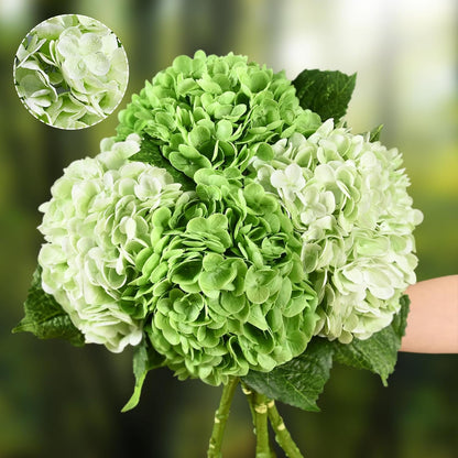 Waipfaru 21" Real Touch White Hydrangea Artificial Flowers with Long Stem & Leaves, Full Latex Faux Hydrangea Flowers for Home Decor Party Floral Arrangements Wedding Bouquets Centerpieces, 3Pcs