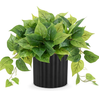 Waipfaru Faux Plants Indoor, Fake Plants, Artificial Plants Indoor with Pothos, Artificial Plant, Fake Potted Plants for Home Shelf Bathroom Kitchen Office Indoor Outdoor Decor, White