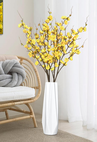 Waipfaru 4 Pcs Faux Cherry Blossom Branches, 36'' Cherry Blossom Tree Decor with Long Stems, Artificial Flowers for Tall Vases Spring Home Decoration (White)