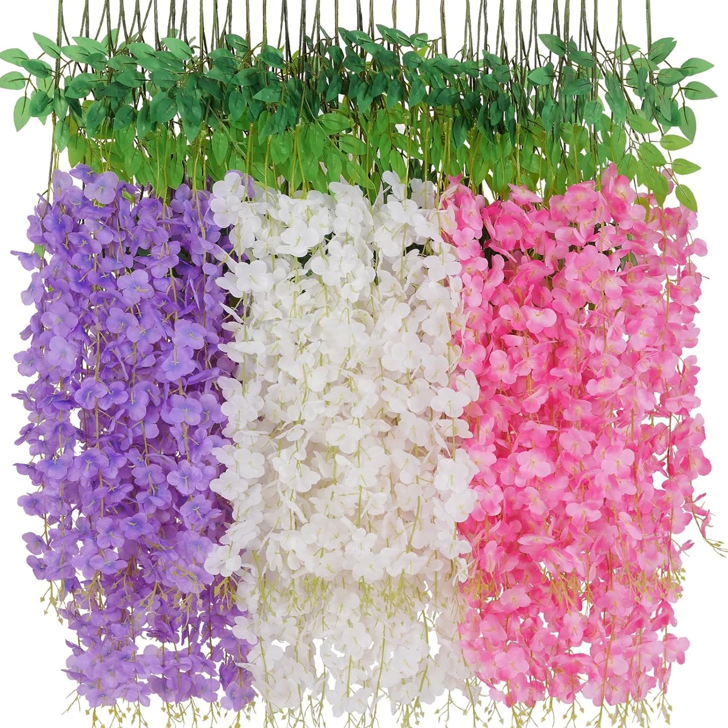 Waipfaru 12 Pack Wisteria Hanging Flowers, 3.6 Feet/Pcs Pink Wisteria Artificial Flowers, Fake Wisteria Flowers Garland, Hanging Wisteria Vines for Bedroom Wedding Home Party Wall Decoration