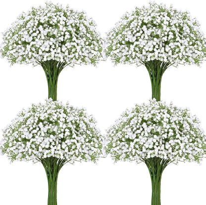 Waipfaru 15Pcs Babys Breath Artificial Flowers, Baby Breath Flowers Artificial Bulk, Real Touch Fake White Flowers, Faux Babies Breath Gypsophila for Wedding Home Decor Floral Arrangement