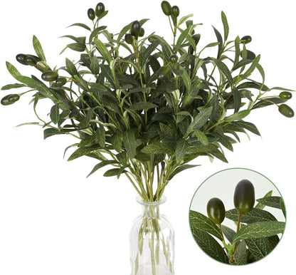 Waipfaru Faux Olive Branches for Vases, Olive Tree Branches with Lifelike Olives, Artificial Greenery Stems Decor for Centerpieces Floral Arrangements Vases (3Pcs, 18 Inch)