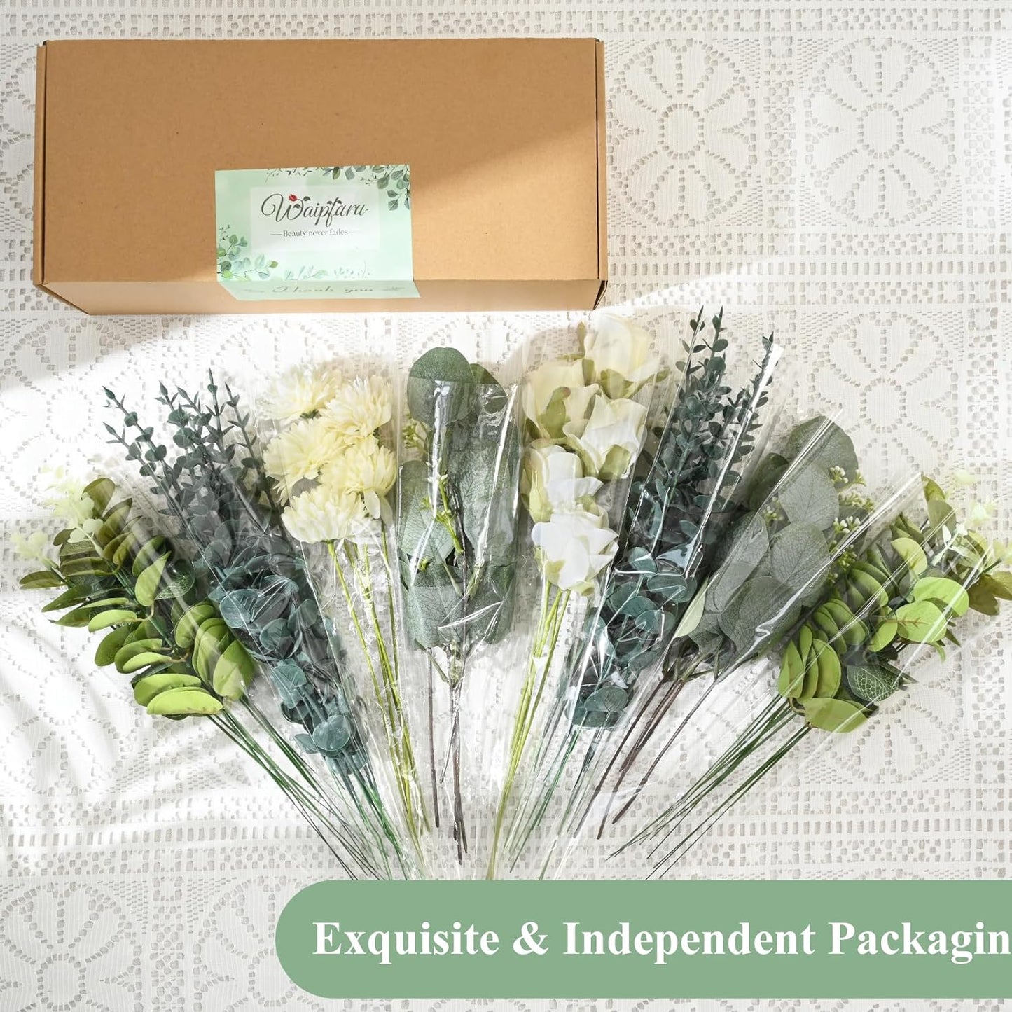 60 Pcs 5 Kinds Artificial Eucalyptus Stems and Faux Flowers, Mixed Fake Eucalyptus Stems Leaves Bulk, Silver Dollar Eucalyptus Greenery Stems for Wedding Decor Vase Floral Arrangement Centerpiece